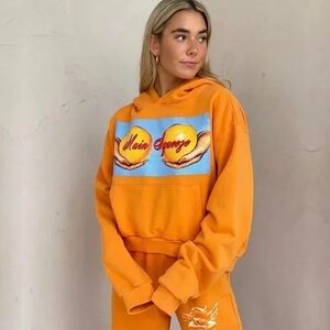 Vibrant Orange Graphic Hoodie